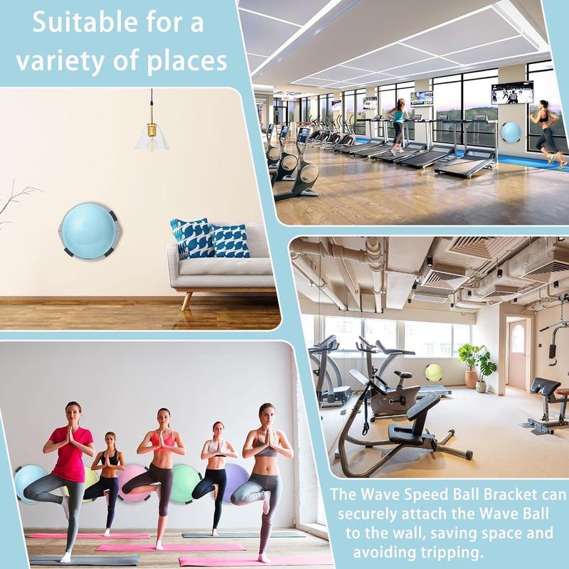 JunSenx No-Drill Wall Mount for Exercise Ball - Heavy-Duty Adhesive Storage Bracket | Secure, Space-Saving Holder for Yoga Ball & Balance Trainer - Black - Image 2
